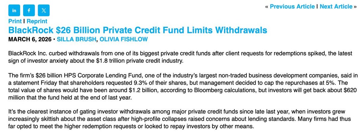 BlackRock ограничивает вывод средств из фонда частного кредитования на фоне растущих заявок