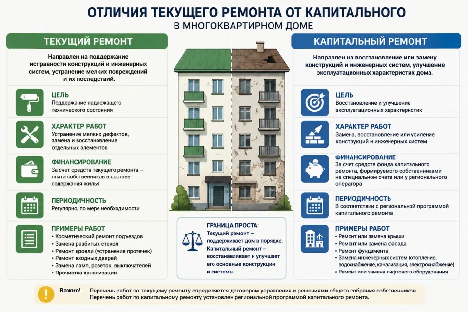 Отличия текущего ремонта от капитального в многоквартирном доме