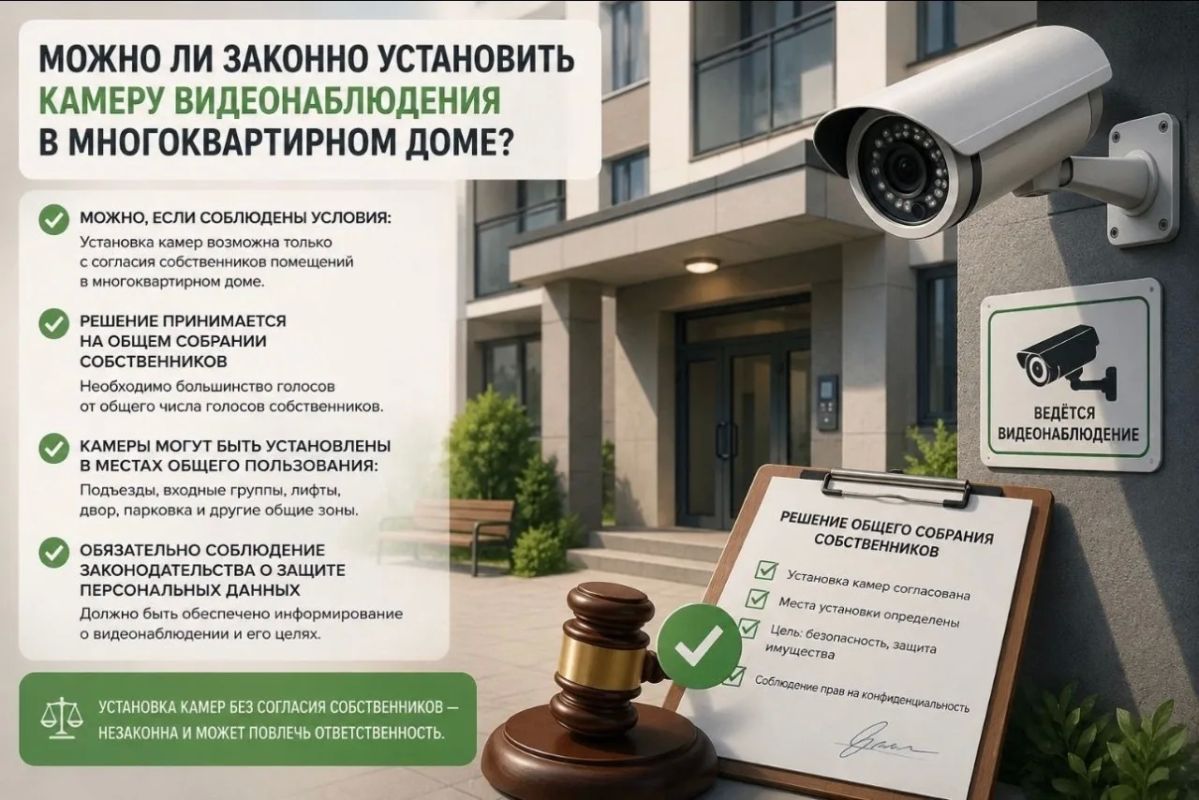 Можно ли законно установить камеру видеонаблюдения в многоквартирном доме