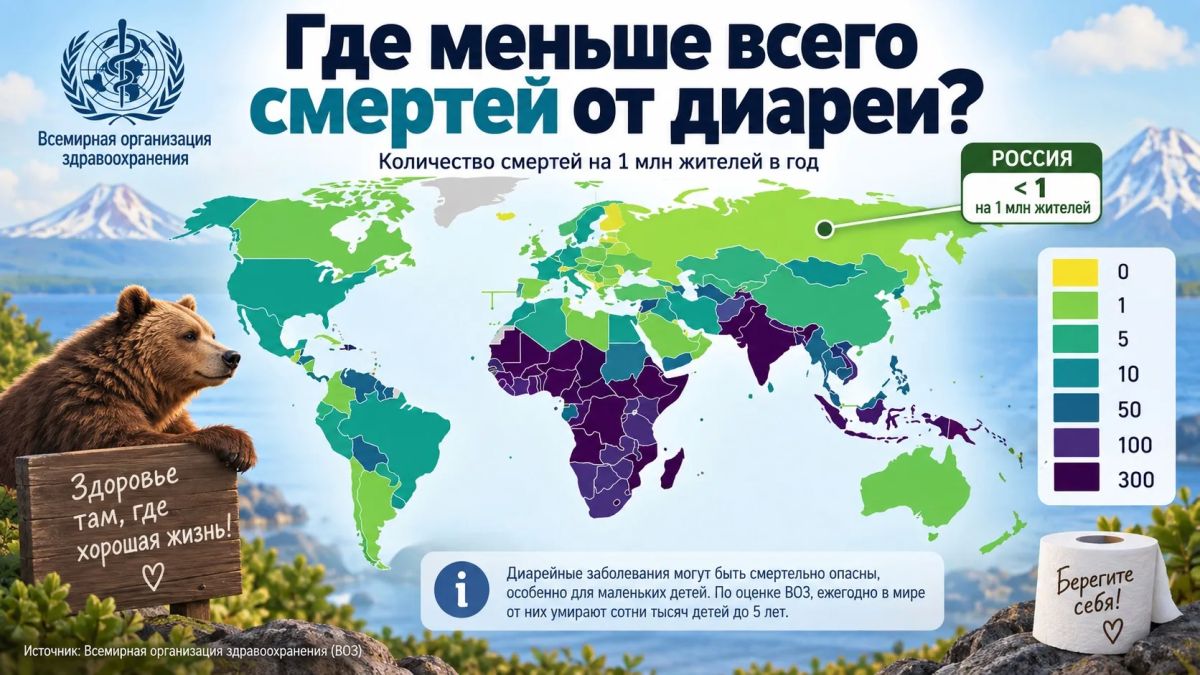 РОССИЯ — СРЕДИ СТРАН С САМОЙ НИЗКОЙ СМЕРТНОСТЬЮ ОТ ДИАРЕИ