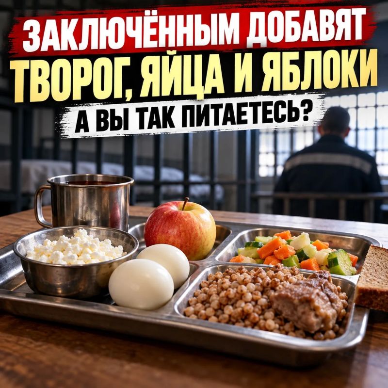 Заключённым добавят творог, яйца и яблоки