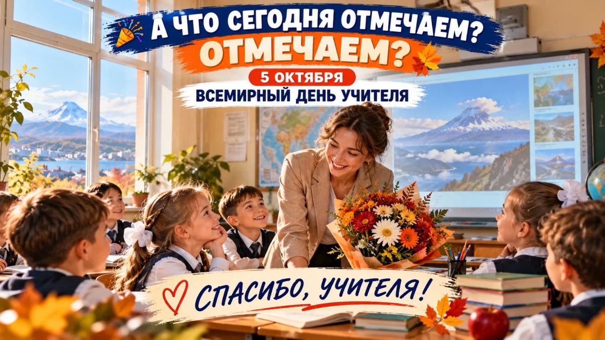 А ЧТО СЕГОДНЯ ОТМЕЧАЕМ?. 5 октября — Всемирный день учителя! Сегодня тот самый день, когда можно официально сказать спасибо людям, которые когда-то знали о тебе гораздо больше, чем хотелось бы. Кто-то помнит свой первый...
