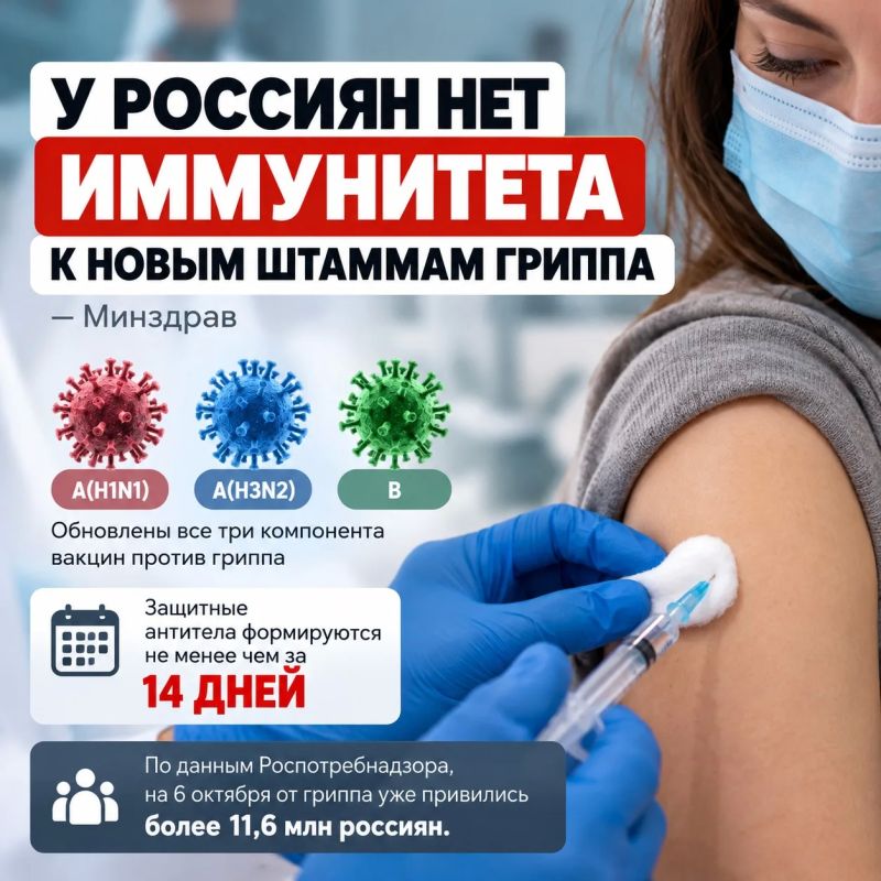 У РОССИЯН НЕТ ИММУНИТЕТА К НОВЫМ ШТАММАМ ГРИППА