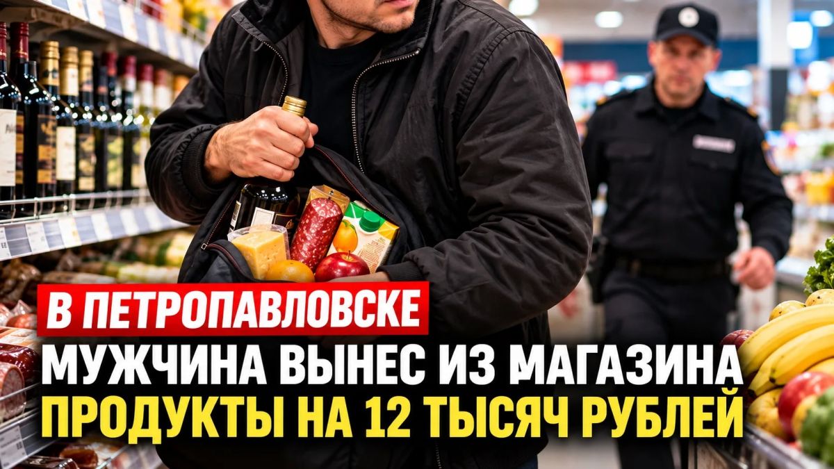 В Петропавловске мужчина вынес из магазина продукты на 12 тысяч рублей