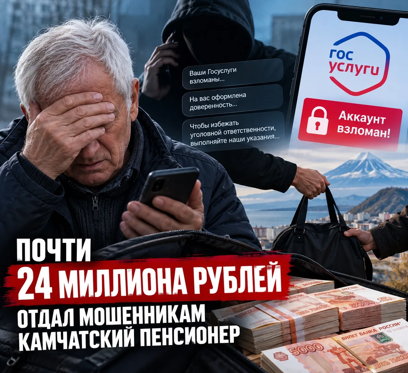 ПОЧТИ 24 МИЛЛИОНА РУБЛЕЙ ОТДАЛ МОШЕННИКАМ КАМЧАТСКИЙ ПЕНСИОНЕР